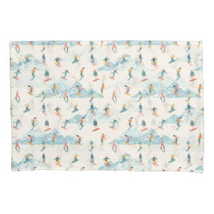 Winter Skiing Snow Mountains Pattern Sports Pillowcase