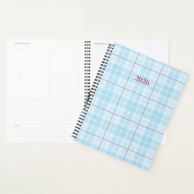 Winter Sky Blue Plaid Planner (Display)