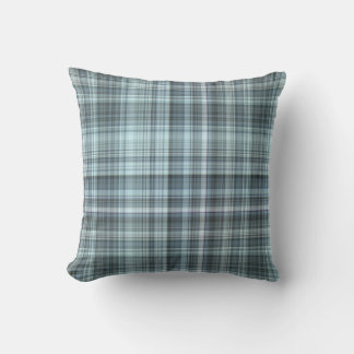 Winter Sky Blue Plaid Throw Pillow