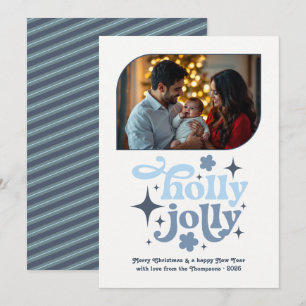 Winter Sky Modern Blue Christmas Photo Holiday Card