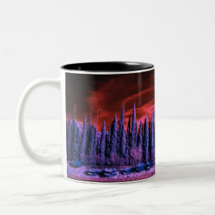winter sky purple Two-Tone coffee mug