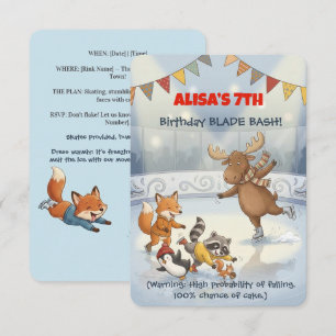 Winter Slapstick Ice Skating Birthday Invitation
