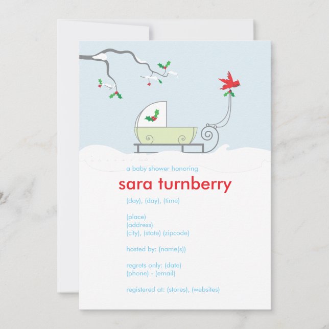 Winter Sled Baby Shower Invitation (Front)