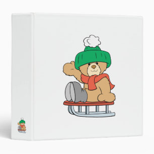 winter sled cute teddy bear design binder