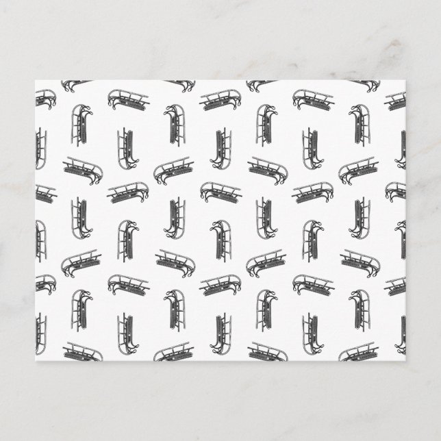 Winter Sled Pattern CUSTOM BACKGROUND COLOR Postcard (Front)