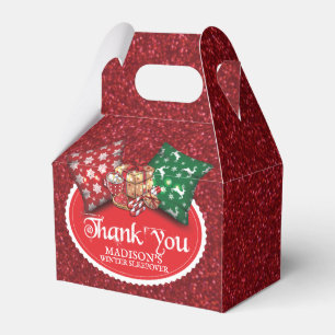 Winter Sleepover Party Personalized Glitter Favor Box