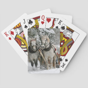 Winter Sleigh Ride Colour Image Playing Cards