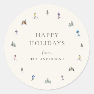 WINTER SLOPES Holiday Classic Round Sticker