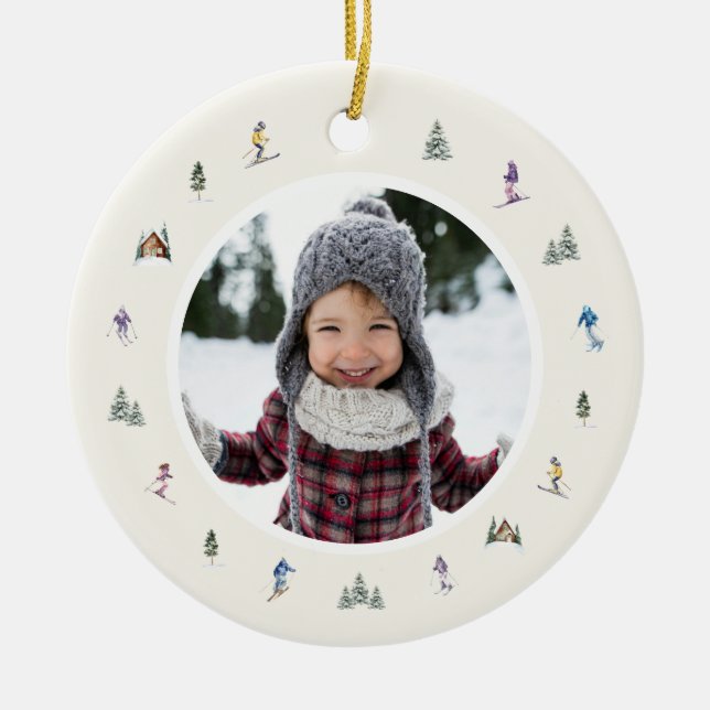 WINTER SLOPES Photo  Ceramic Ornament (Front)