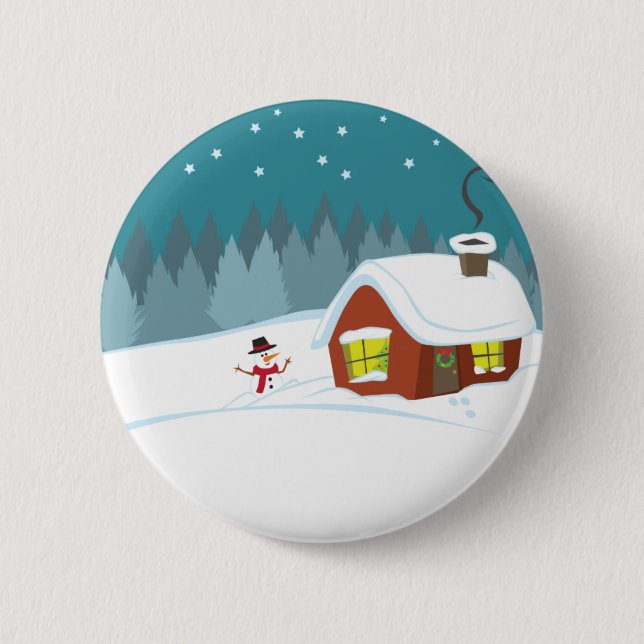 Winter Snow 2 Inch Round Button (Front)