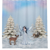 Winter Snow Angel Scene Shower Curtain