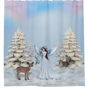 Winter Snow Angel Scene Shower Curtain
