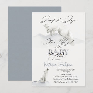 Winter Snow Artic White Fox baby shower Invitation