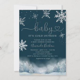 Winter Snow Baby It's Cold Outside Baby Shower Invitation