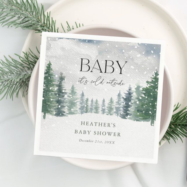 Winter Snow Baby It's Cold Outside Baby Shower Napkin (Creator Uploaded)