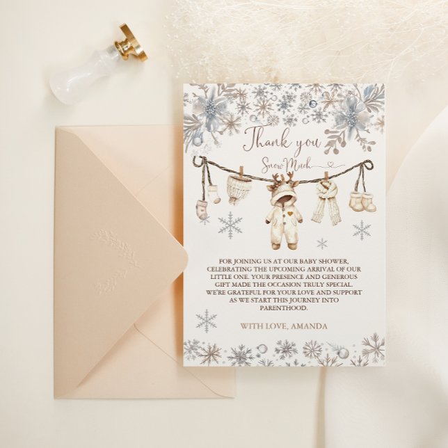 Winter Snow Baby Shower Thank You Card (Creator Uploaded)