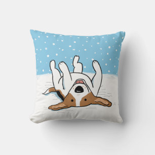 Winter Snow Beagle - A Happy Dog Design Throw Pillow