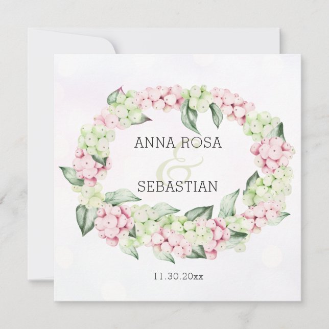 *~* Winter Snow Berry Boho RSVP AR12 QR  Wedding Invitation (Front)