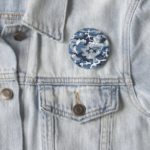 Winter Snow Blue Camouflage, Military, Army 2 Inch Round Button