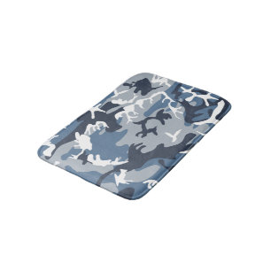Winter Snow Blue Camouflage, Military, Army Bath Mat