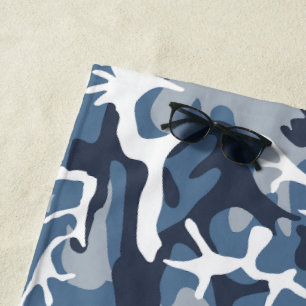 Winter Snow Blue Camouflage, Military, Army Beach Towel