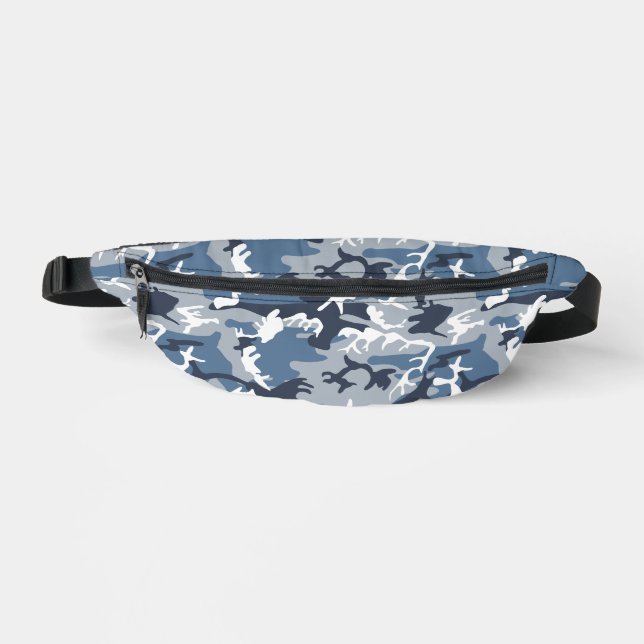 Winter Snow Blue Camouflage, Military, Army Fanny Pack (Front)