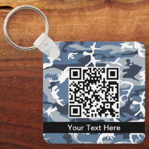 Winter Snow Blue Camouflage, Military, Army Keychain