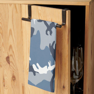 Winter Snow Blue Camouflage, Military, Army Kitchen Towel