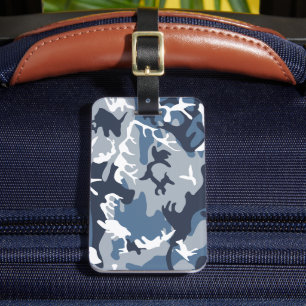 Winter Snow Blue Camouflage, Military, Army Luggage Tag