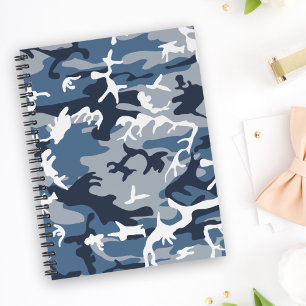 Winter Snow Blue Camouflage, Military, Army Notebook