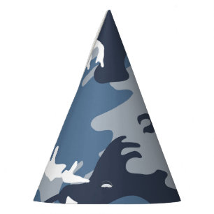 Winter Snow Blue Camouflage, Military, Army Party Hat