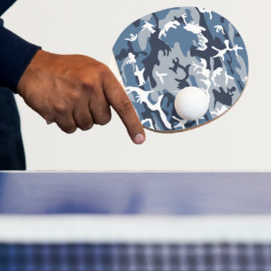 Winter Snow Blue Camouflage, Military, Army Ping Pong Paddle