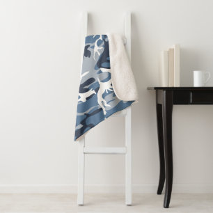 Winter Snow Blue Camouflage, Military, Army Sherpa Blanket