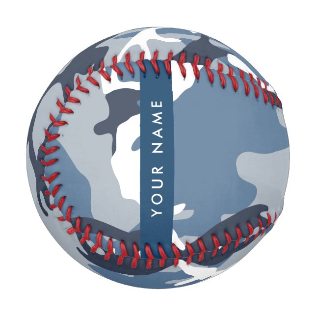 Winter Snow Blue Camouflage Your name Personalize Baseball (Front Left)