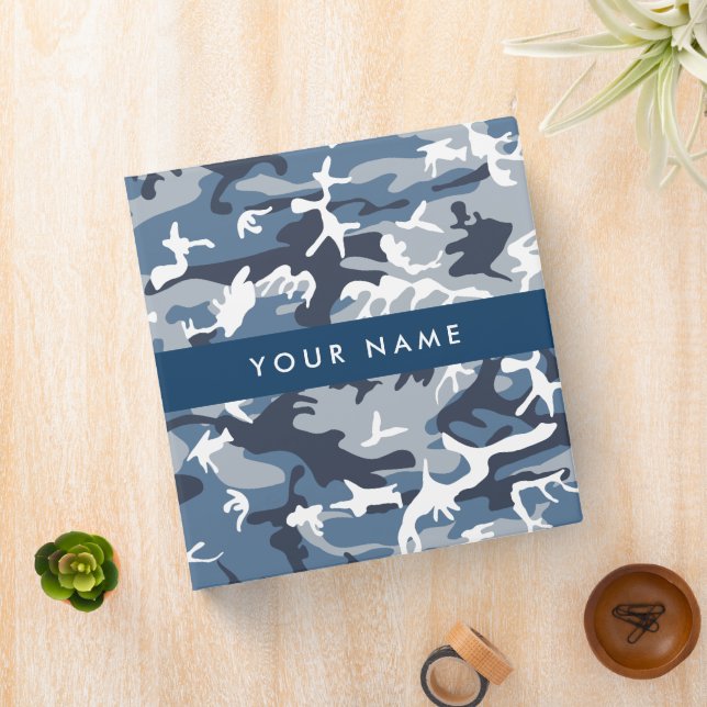 Winter Snow Blue Camouflage Your name Personalize Binder (In Situ)