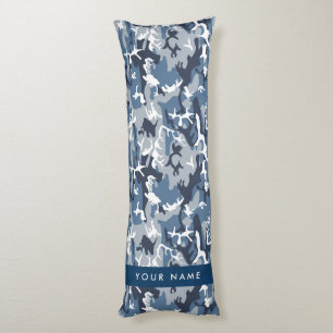 Winter Snow Blue Camouflage Your name Personalize Body Pillow
