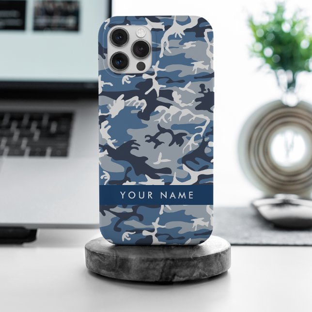 Winter Snow Blue Camouflage Your name Personalize Case-Mate iPhone Case (Creator Uploaded)