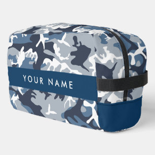 Winter Snow Blue Camouflage Your name Personalize Dopp Kit