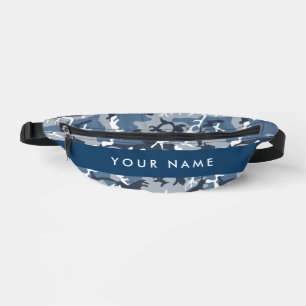Winter Snow Blue Camouflage Your name Personalize Fanny Pack