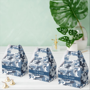 Winter Snow Blue Camouflage Your name Personalize Favor Box