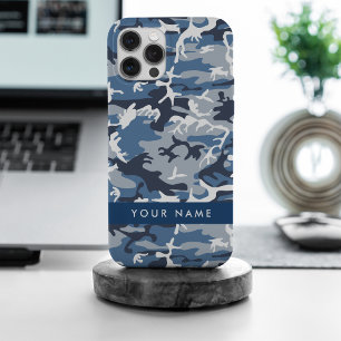 Winter Snow Blue Camouflage Your name Personalize iPhone 15 Pro Max Case