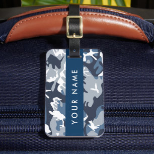 Winter Snow Blue Camouflage Your name Personalize Luggage Tag