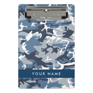 Winter Snow Blue Camouflage Your name Personalize Mini Clipboard