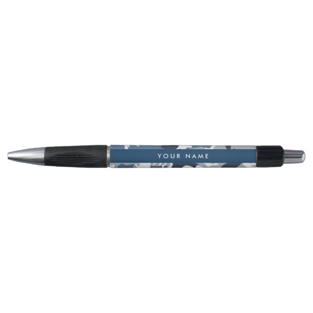 Winter Snow Blue Camouflage Your name Personalize Pen (Front)