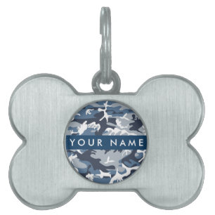 Winter Snow Blue Camouflage Your name Personalize Pet ID Tag