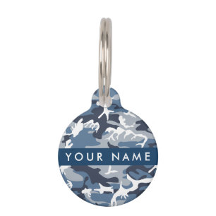 Winter Snow Blue Camouflage Your name Personalize Pet Tag