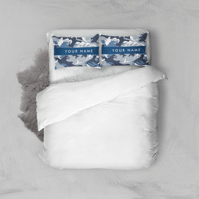 Winter Snow Blue Camouflage Your name Personalize Pillowcase (Creator Uploaded)