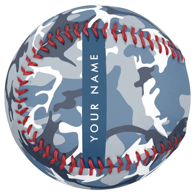 Winter Snow Blue Camouflage Your name Personalize Softball (Front Left)