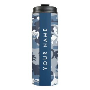 Winter Snow Blue Camouflage Your name Personalize Thermal Tumbler