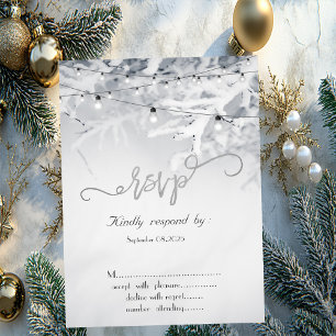 Winter Snow Branches Wedding RSVP   Invitation